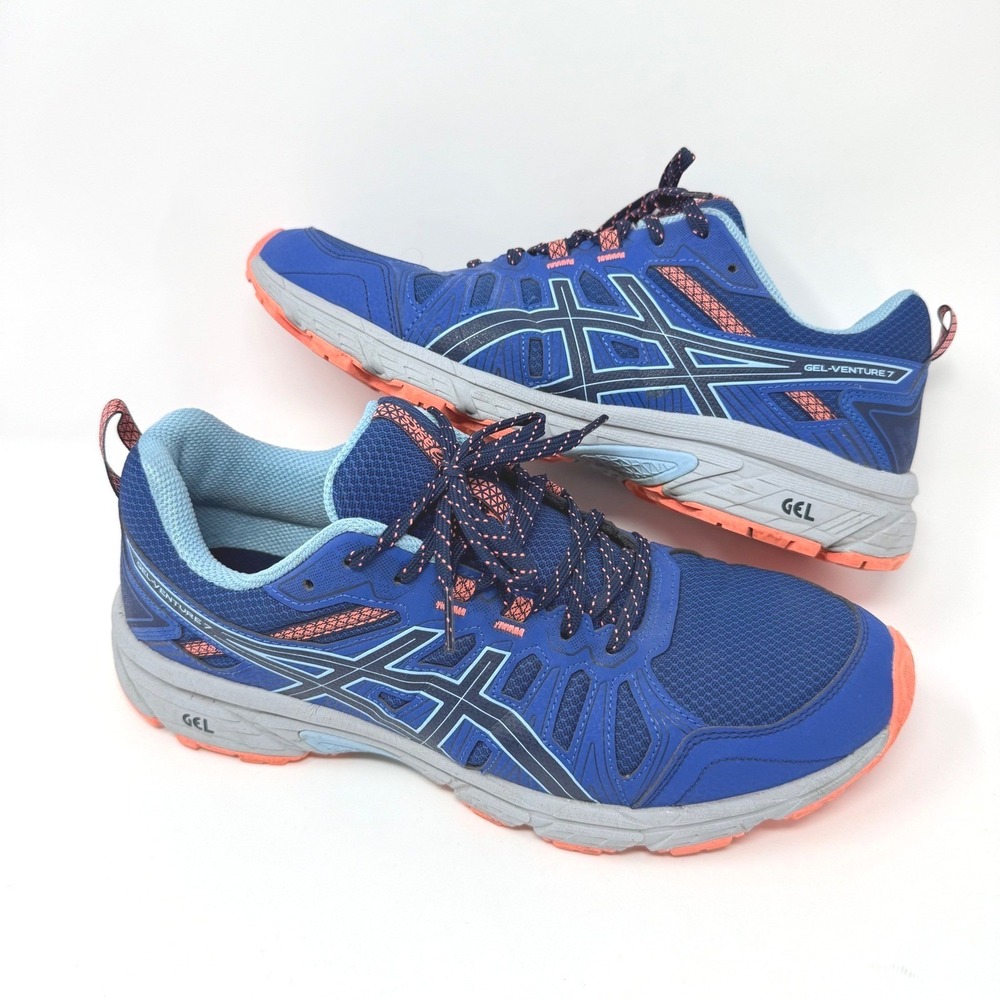ASICS Gel-Venture 7 Womens Size 11 Trail Running Shoes Blue Orange